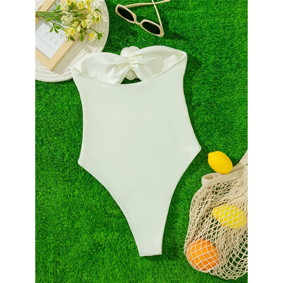 3D-Blumen-Bandeau-Badeanzug mit Bauchausschnitt, einteiliger Badeanzug für Damen, Badebekleidung, Monokini mit hohem Beinausschnitt, Badeanzug, Badebekleidung, V6688 – Detail 8
