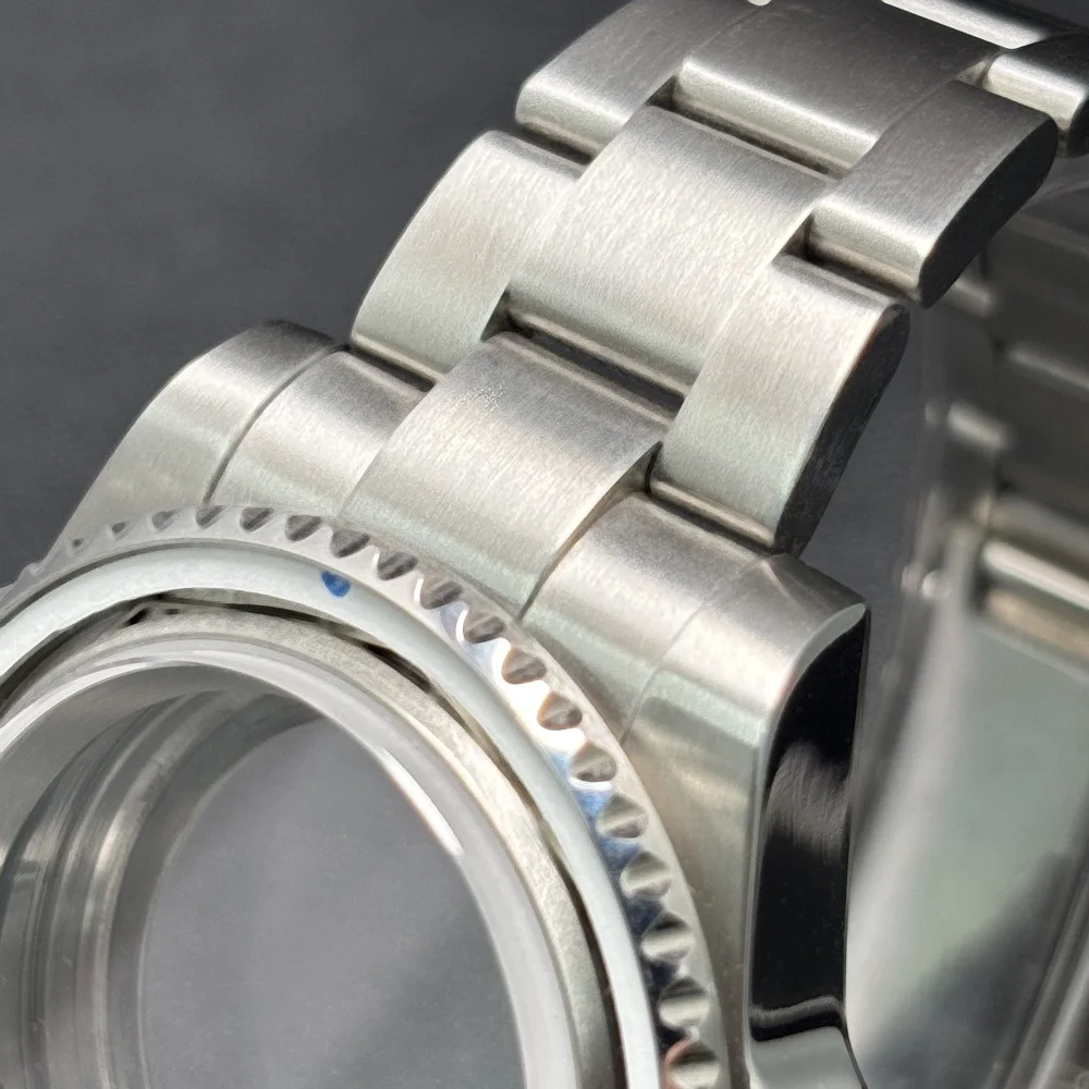 Dive 40mm Case Fit NH35 NH36 NH34 GMT Miyota 2813 ETA2836 Watch Case Steel Bracelet Sapphire 120 Clicks Sliding Buckle 2815 case