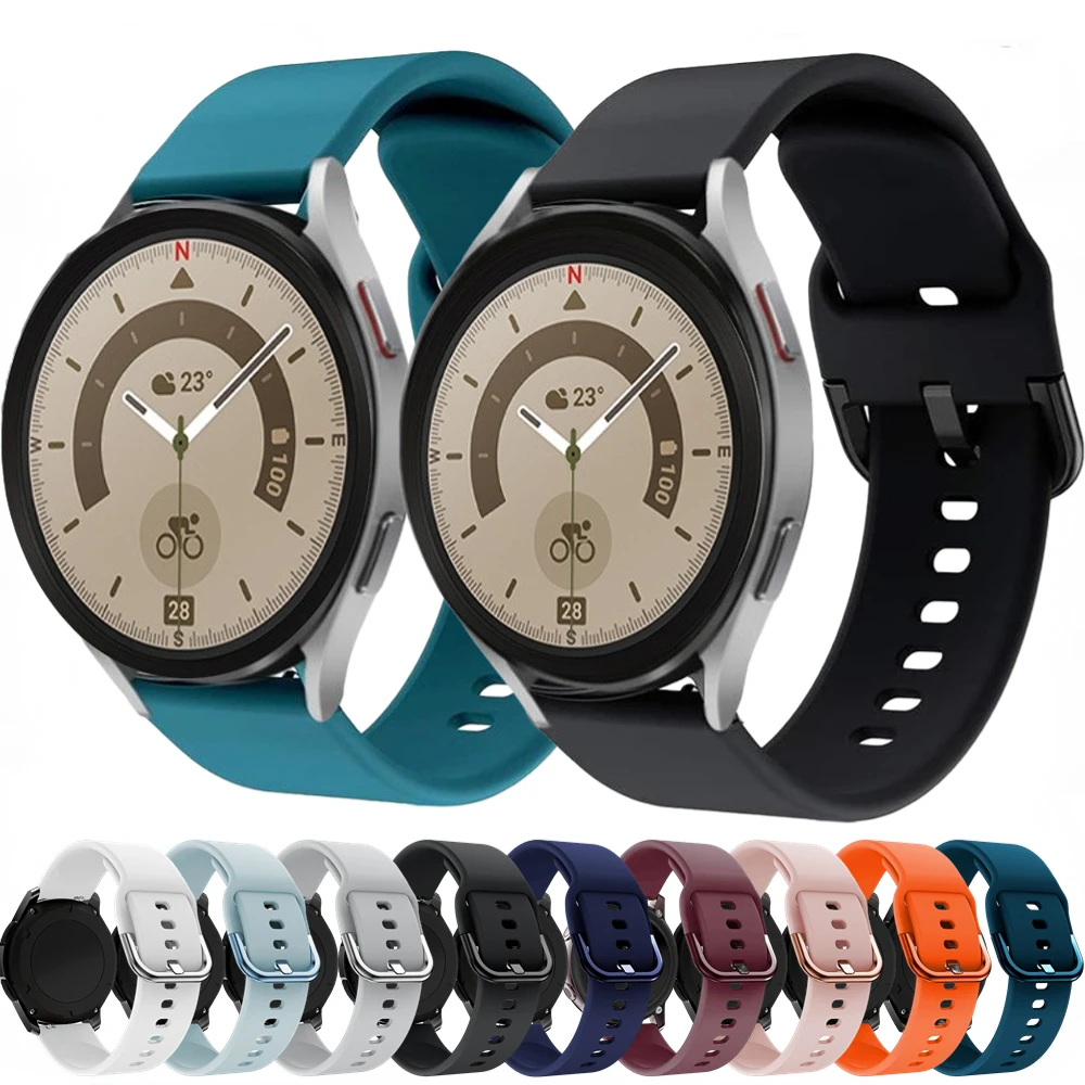 

20mm 22mm Silicone Strap for Samsung Galaxy Watch 4/4 Classic/5/5 Pro/Active 2 Sports Bracelet Wristband for Huawei Watch 3/GT/2