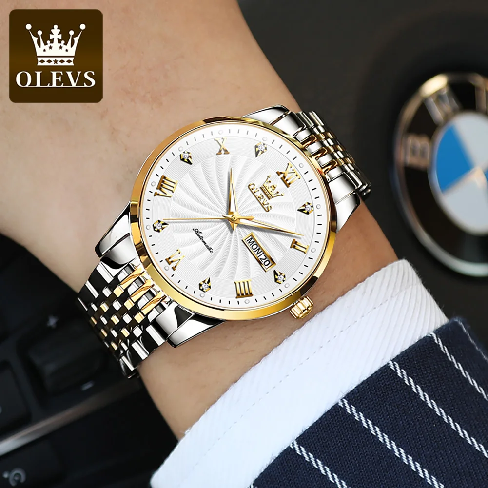 OLEVS Top Brand Watch Men Luxury Automatic Mechanical Business Male Watch Luminous Stainless Steel Waterproof montre homme 6630