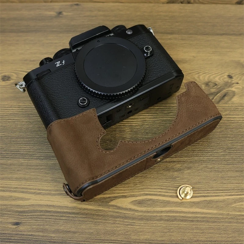 Real Leather Half Camera Case，Retro Base Shell Protective Cover Bag For Nikon ZF Mirrorless Camera