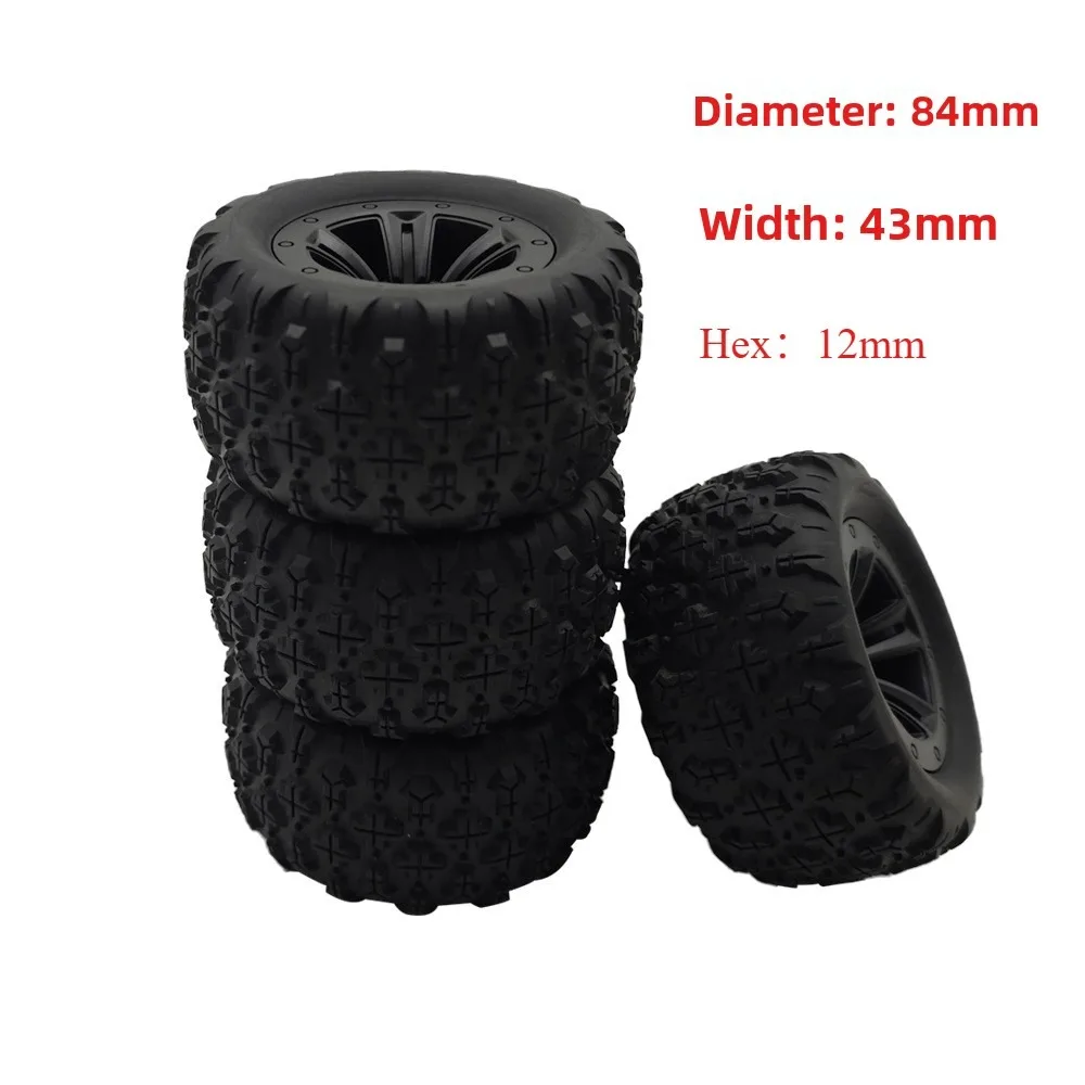 4PCS Hex Rubber Tires Wheels for SCY 16101 16102 16103 Pro MJX Hyper Go 14210 16210 1/14 1/16 RC Monster Truck Upgrade - Image 4