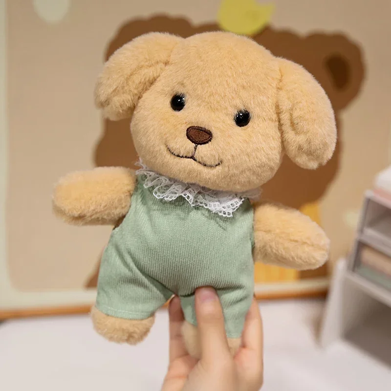 Bella barboncino peluche animale di peluche simpatico cucciolo bambola con vestiti borsa Kawaii ciondolo cane peluche regali di compleanno ragazza di Natale