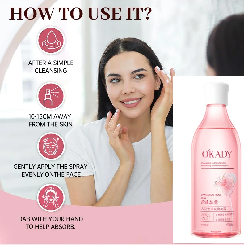 Damascus Rose Water 500ml Hydrating Moisturizing Toner Rose Hydrating Facial Mist Easy Radiant Glow& Long-LastingHydration