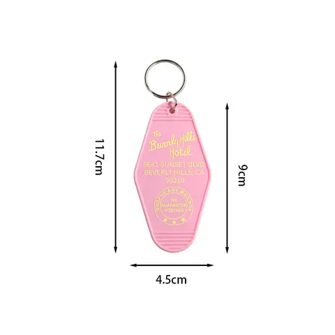 Chaveiro do hotel de Beverly Hills, oferecemos garantia de postagem, gota em qualquer caixa de correio, estilo retrô, chaveiro de hotel, mochila, acessórios, pingente
