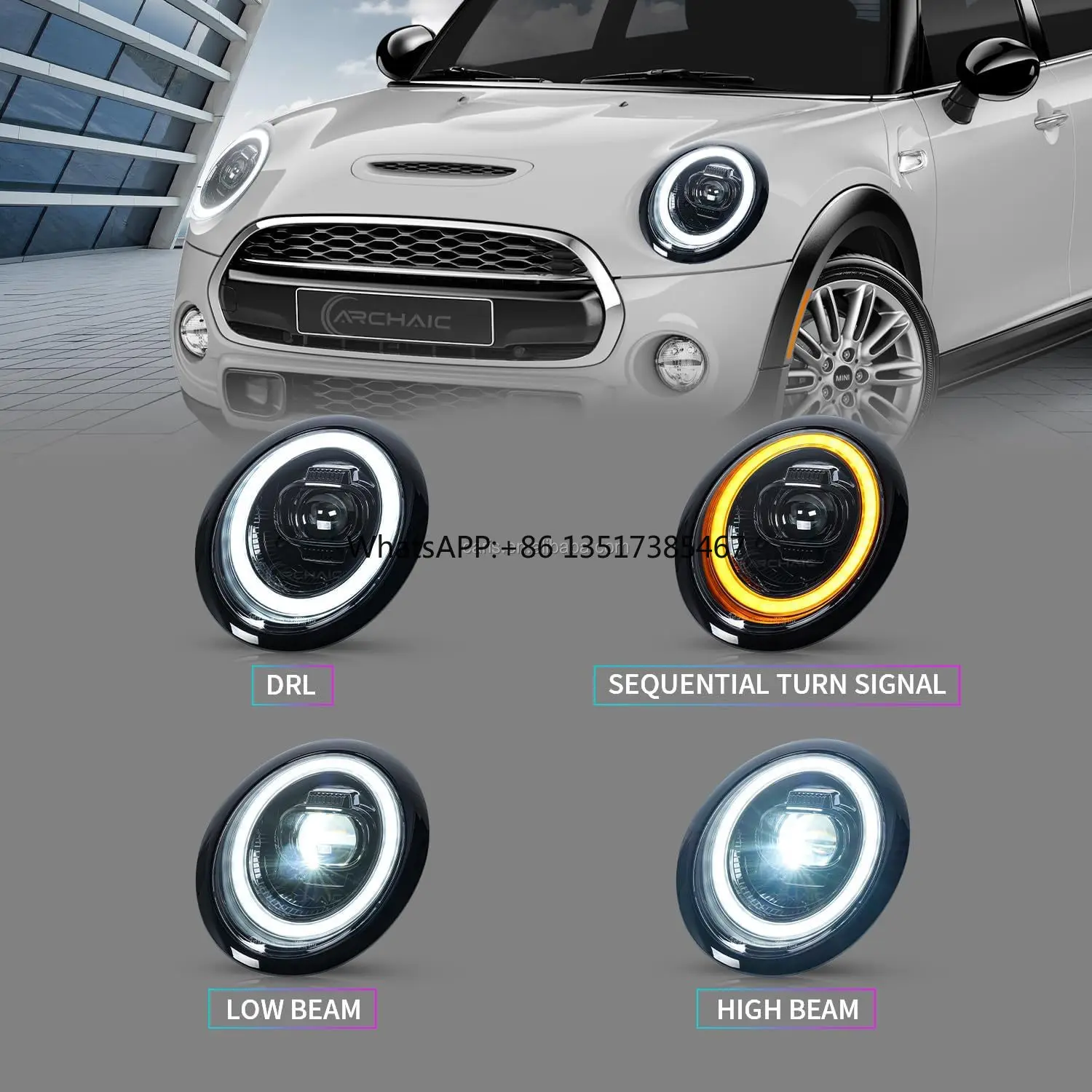 Phare LED archaïque pour 1e génération Mini Cooper 2001 - 2007 R50 R52 R53 phare MINI Cooper R50 CooperS R53 phares