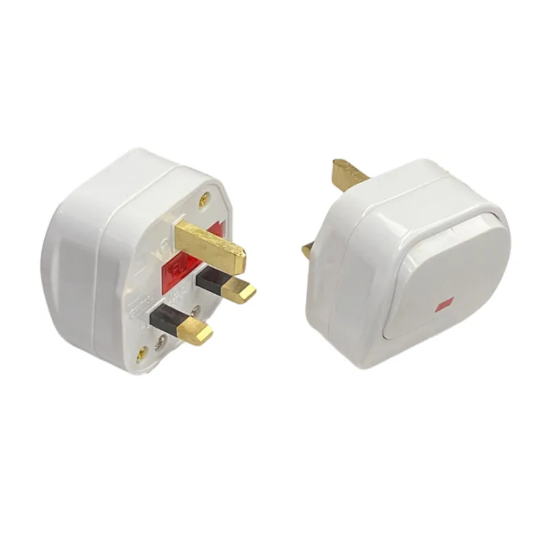 UK 3 Pin Switch 250V 13A AC Power Plug With Switch Male Electrical Socket Fused Connect Cord Overload Protection Adapter