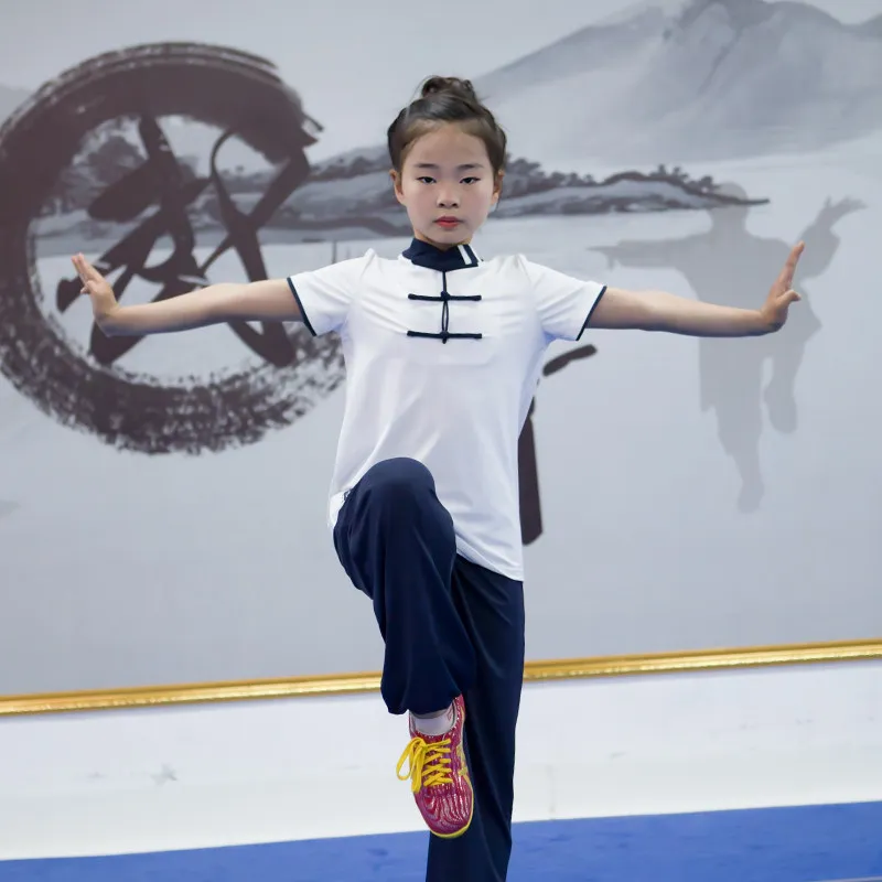 Chinese Style Kids Kung Fu Uniform Set Summer Boys Girls Wushu Training Clothing Tai Chi Performance Tang Suit Kung Fu Outfit