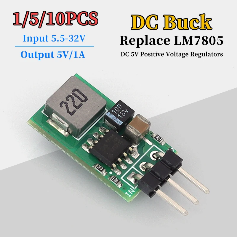 1/5/10PCS 5V/1A DC Buck Module Ultra Small Three Terminal Voltage Regulator Block Replaces LM7805 With 5.5~32V Input