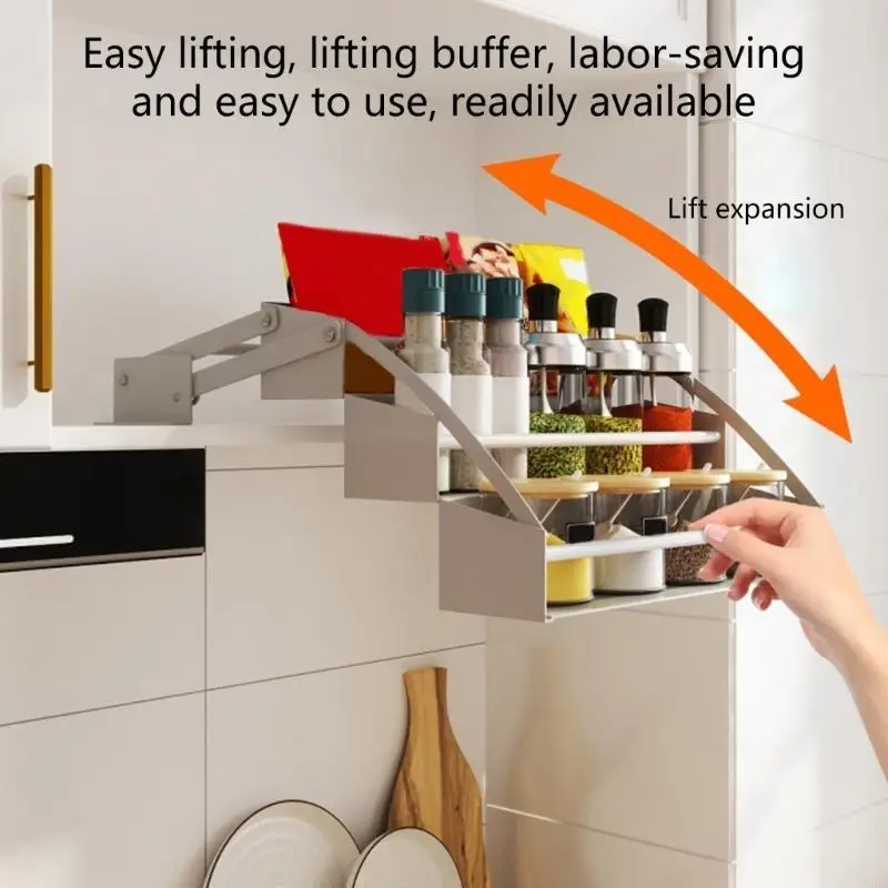Drop Down Spice Rack 3 Tiers Pull Down Kitchen Cabinet Retractable