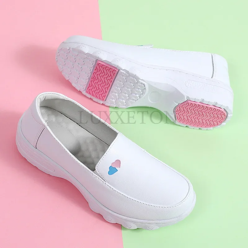 Genuine Thick Soled Nurse White Shoes for Women Soft Soled Lightweight Casual and Breathable Hospital Work Shoes