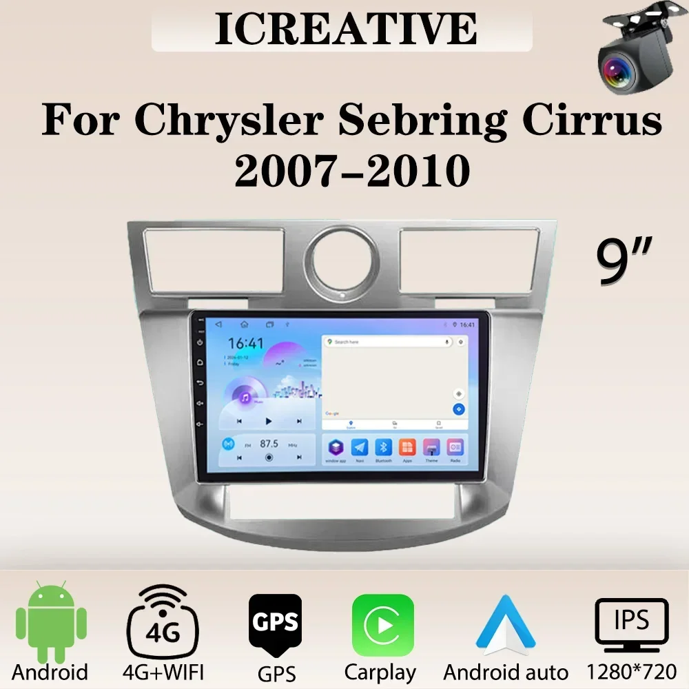 

Car Radio for Chrysler Sebring Cirrus 2007-2010 Carplay Multimedia Player 2din Android Head Unit 9inch HD Screen Navigation GPS