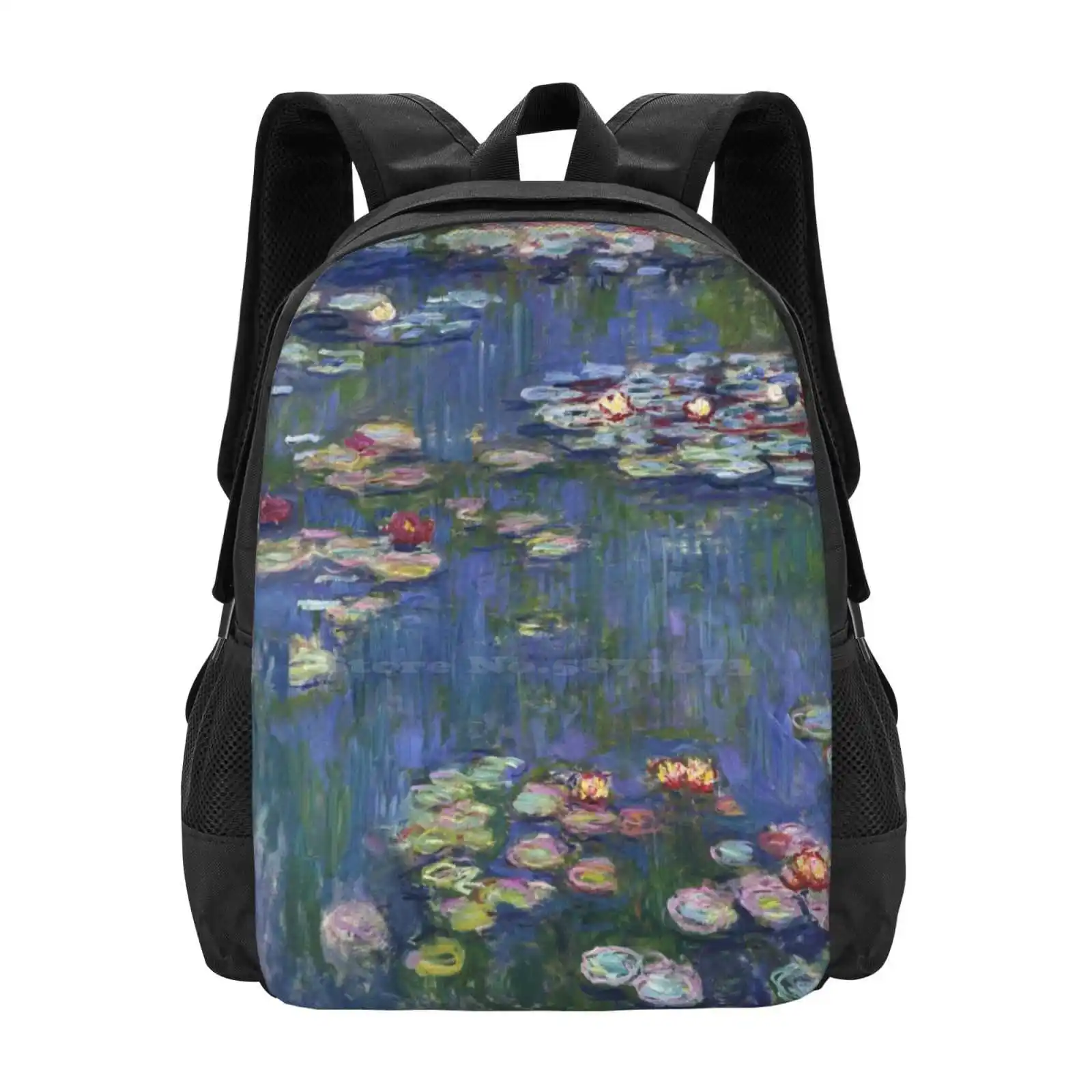 

Claude-Water Lilies 3d Print Design Backpack Student Bag Flowers Travel View Petal Flora Climate Reflection Group Tourism Sea