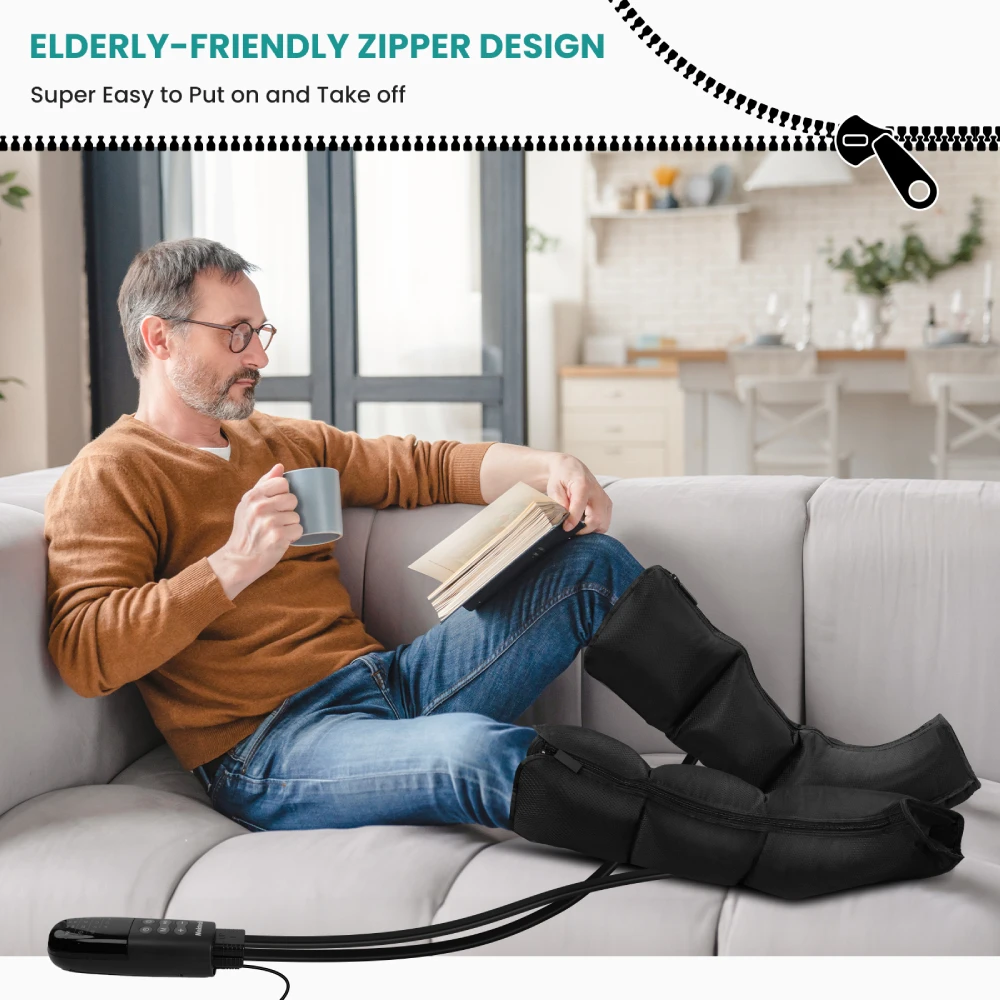 جهاز تدليك الساق بالضغط الهوائي لتخفيف آلام اللمفاديما - معزز الدورة الدموية 6 مستويات، علاج الأرجل المهد (هدية عيد ميلاد الآباء) #2