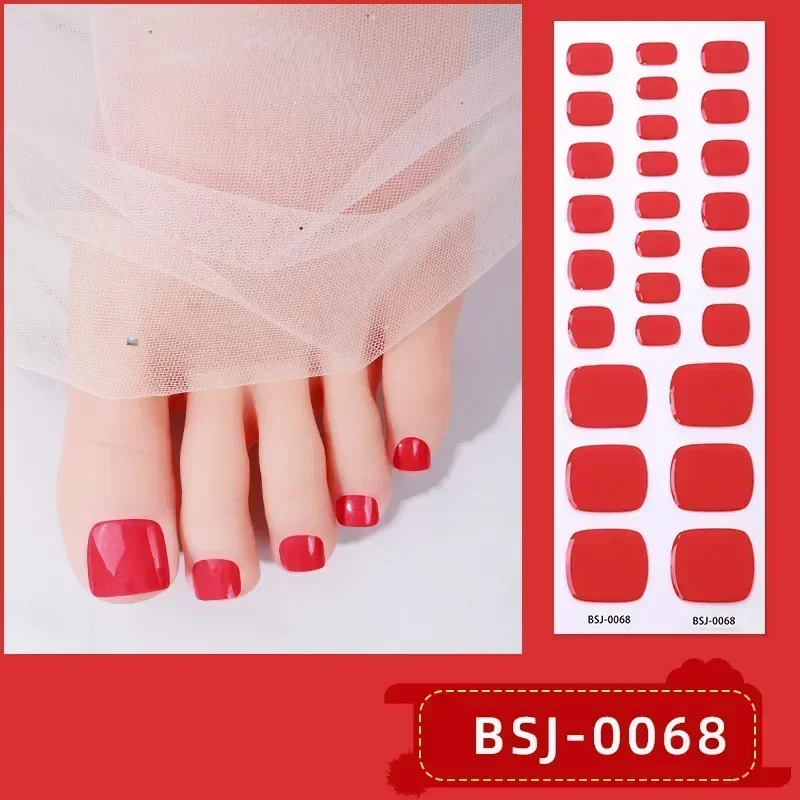 Gel semicurado para dedos de los pies, pegatina de Gel UV, Color sólido, arte de uñas, 26/28 puntas