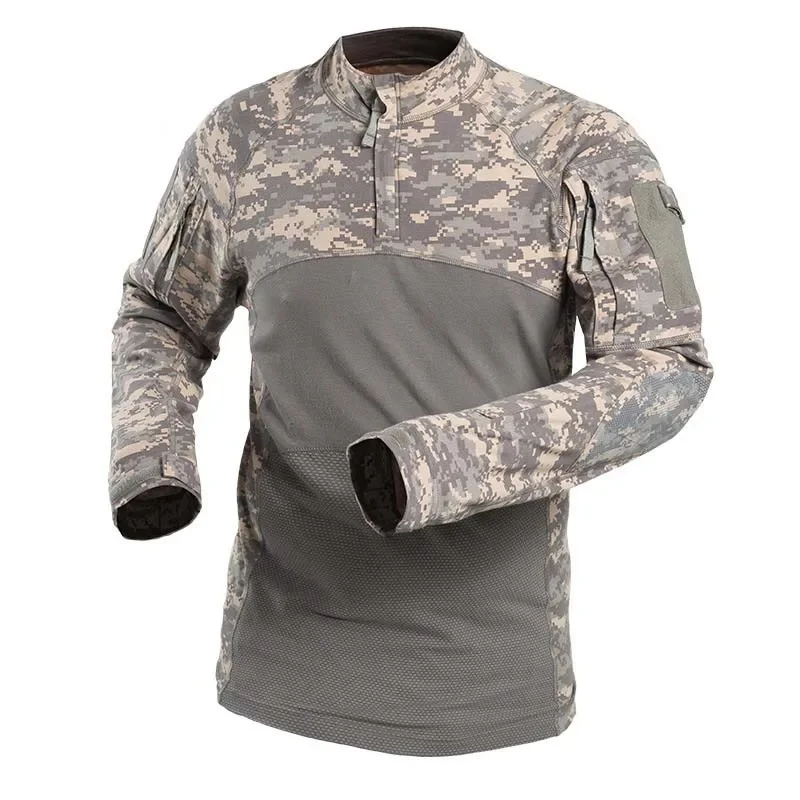 

Tactical T-Shirt Long Sleeve Military Tee Safari Camo Army Combat Tops Outdoor Hunting Clothes Hiking Men Clothing