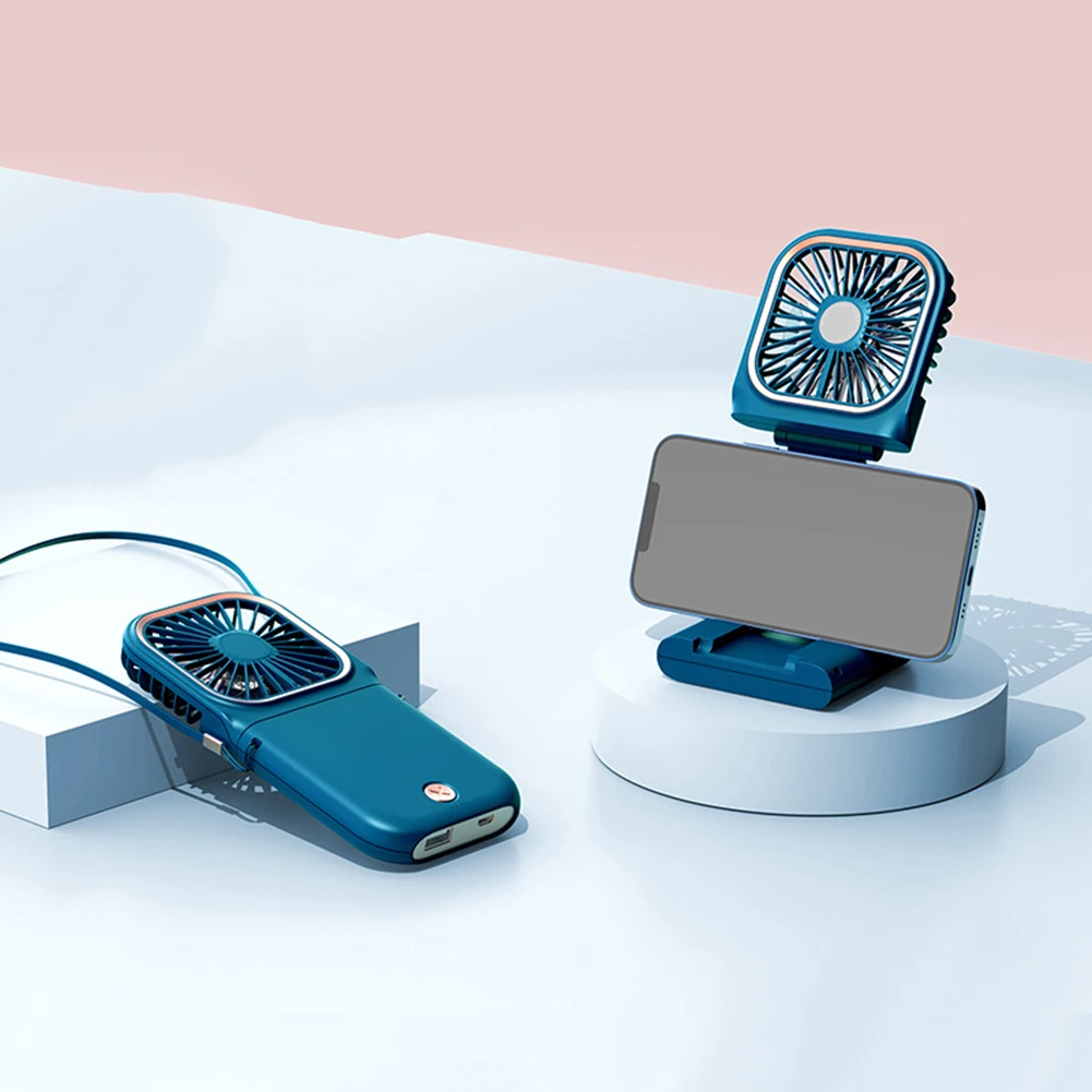5 in 1 접이식 팬 휴대용 휴대용 탁상용 교수형 목 팬(전원 은행 및 조절 가능한 바람 방향 포함)