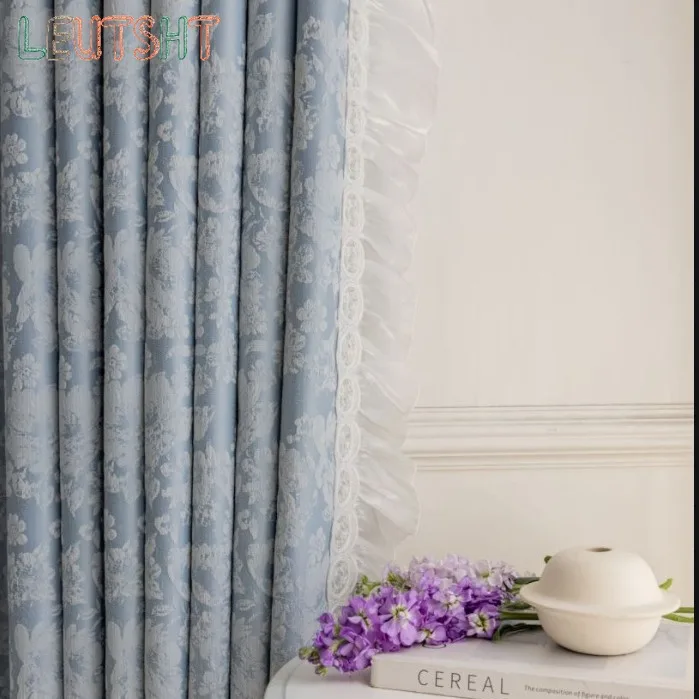 Rideaux épaissis en chenille bleue pour chambre à coucher, tissu de rideau américain, taille personnalisée, luxe abordable, salon