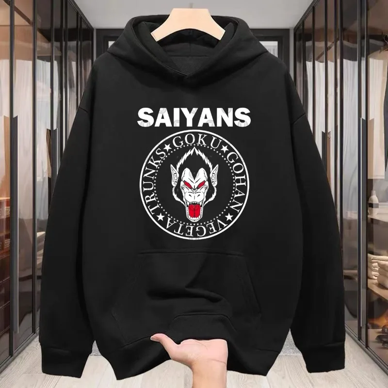 سويت شيرت بغطاء للرأس مطبوع عليه Dragon Ball Saiyan Great Ape وأسماء الشخصيات مع غطاء رأس للمعجبين والارتداء اليومي