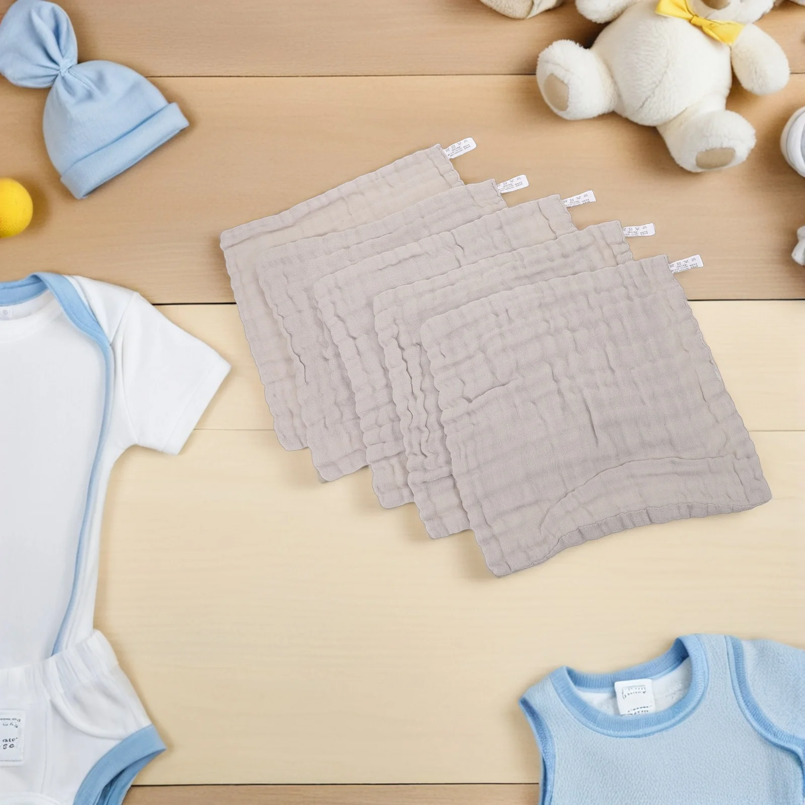 

5Pcs Baby Muslin Burp Cloths 6 Layer Absorbent Cotton Dribble Bibs Newborn Teething Feeding Bibs Infant Face Towels Soft Bath