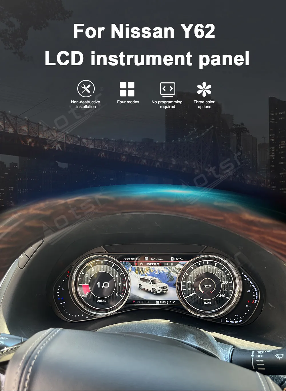 

12.3 In Speedometer Car Dashboard Display Screen For Nissan Y62 Virtual Cockpit Car LCD Instrument Digital Cluster