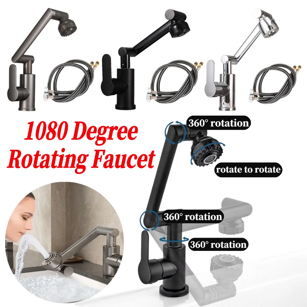 

1080 ° Универсальный смеситель с вращающейся роботизированной рукояткой и двумя настройками потока воды. Конструкция из АБС-пластика. Идеально подходит для кухни и раковины в ванной.
