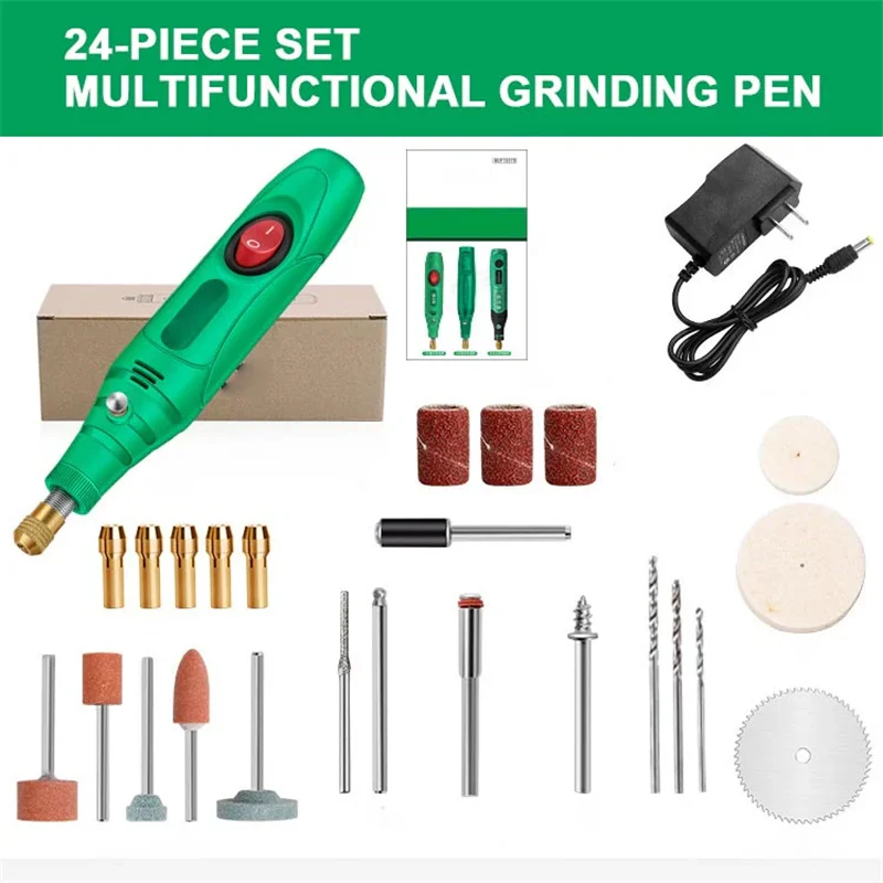 Mini Electric Drill Grinder with Drill Bit Sets Pen-shaped Multifunctional Mini Grinding Tool with 15000RPM High Speed