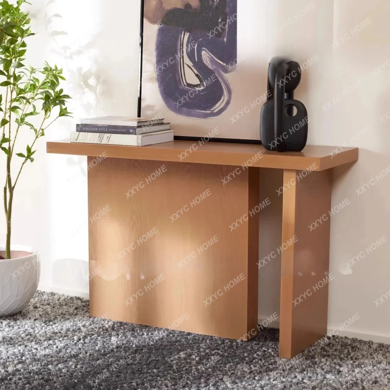 LMedieval solid wood entrance table retro simple rectangular table living room against the wall strip case decoration table