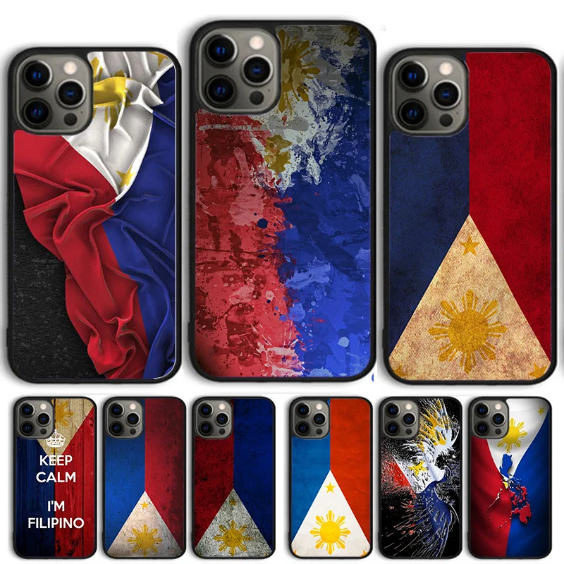 Ph Philippines Flag Plastic Black Phone Case Cover For iPhone 15 16 14 13 12 Pro Max mini 11 Pro Max XS XR Plus Coque