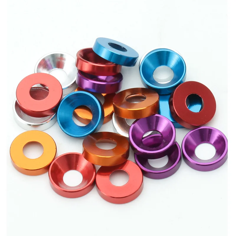 M2 M2.5 M3 M4 M5 M6 M8 Aluminum Alloy Countersunk Head Washer Head Bolt Washers Gasket Anodized Flat Head Washer Colorful