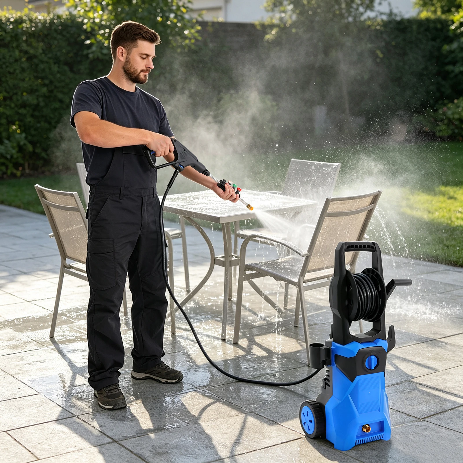 5000 PSI Electric Pressure Washer, 1500W Corded Car Wash Machine, 3GPM, With 4 Nozzles, 32.8ft Hose, for Car, Yard Cleaning