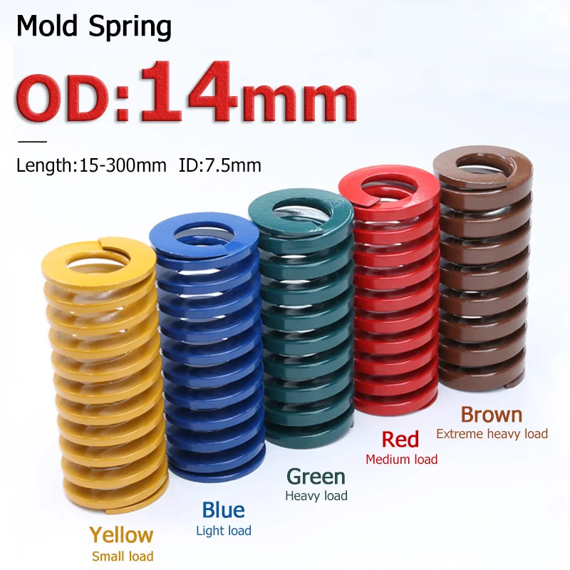 1-10pcs OD 14mm Compression Spring Loading Die Mold Spring ID 7.5/7.3/7.2/7.1mm Length 15-300mm Yellow/Blue/Red/Green/Brown