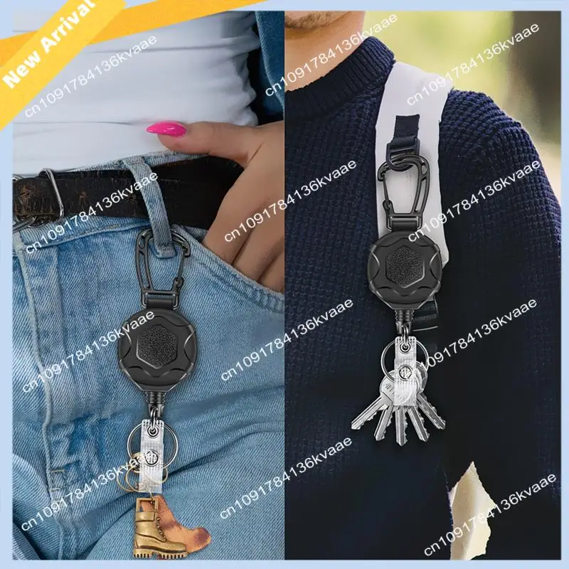 M01K Retractable Keychains Heavy Duty Badge Reel Retractable Id Badge Clip With Upgraded Mountaineering Buckle