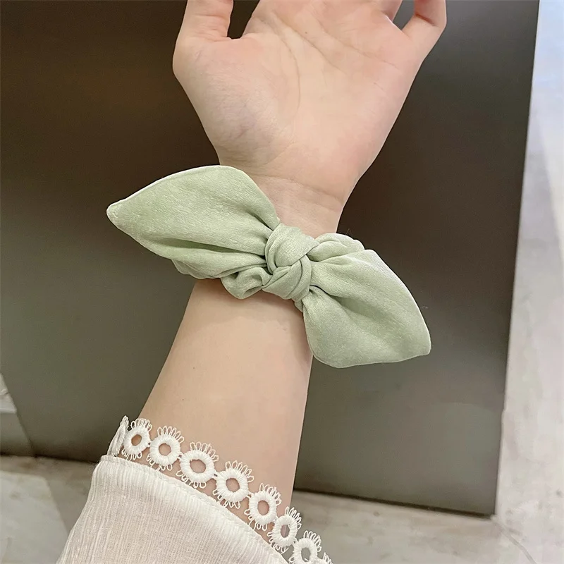 Korea Cute Bow Hair Band Strap For Apple Watch Band 49mm 44mm 40mm 45mm 41mm Fashion Lady Elastic Strap Band For watch 9 8 7 6 5