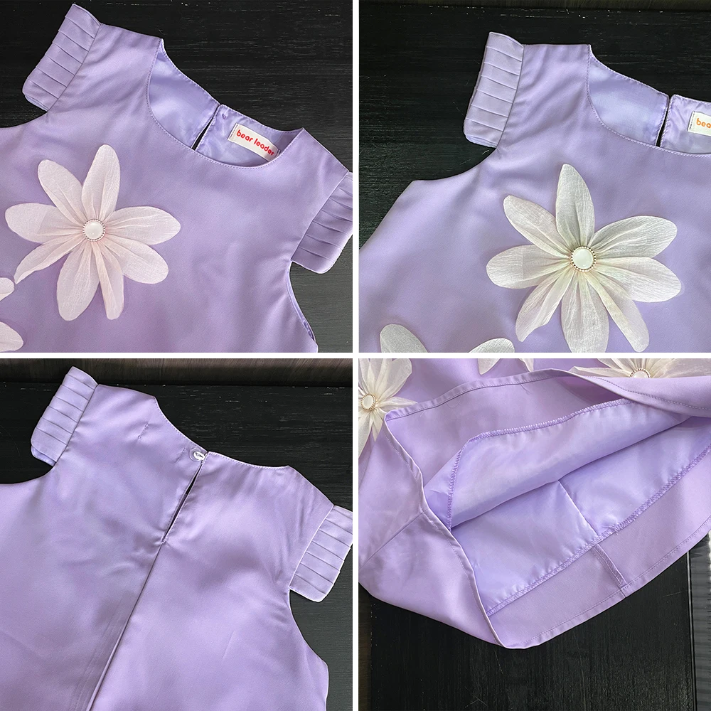 Bear Leader 2-7 Years Summer New 3D Flower Vest Dress Girl's Princess Dresses Baby Kids Clothing Wedding Party Elegent Clothes