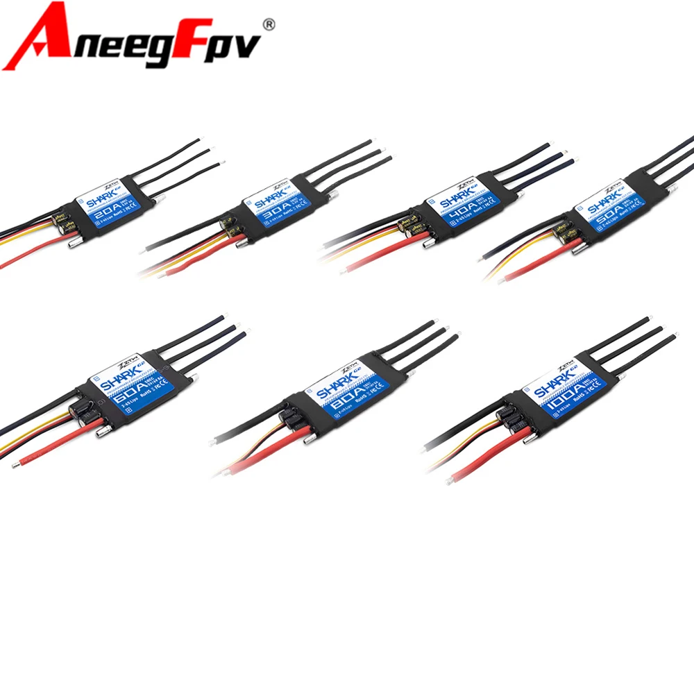 ZTW 32-Bit ESC Shark G2 100A 80A 60A 50A 40A 30A 20A SBEC 5V/6V 8A controlador de velocidad sin escobillas para propulsor submarino de barco RC