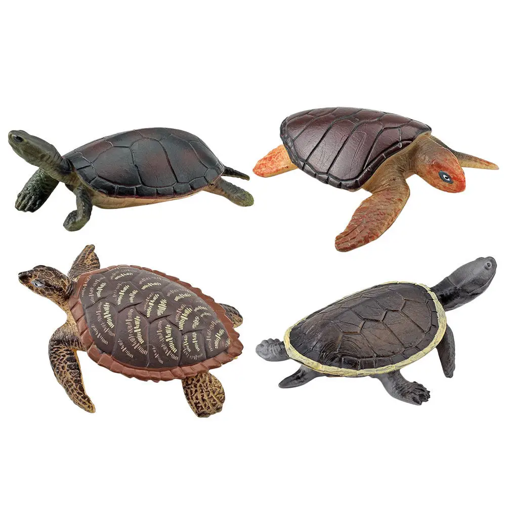 

4Pcs Lifelike Tortoise Ornament High-Grade Plastic Turtle Decor for Desk Shelf Grass Swimming Pool Party Birthday Wedding
