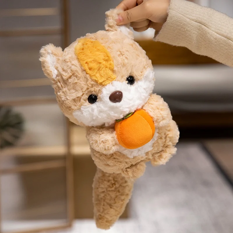 1Pc 24cm Kawaii Plush Fox and Squirrel Plush Toys Cartoon Animal Pillow Holding Fruit Doll Stuffed Soft Toy for Birthday Gifts