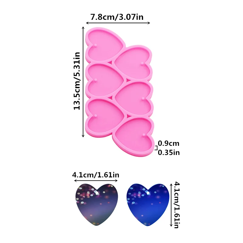 GJ-226 لامعة شكل قلب لتقوم بها بنفسك راتنجات الايبوكسي قالب من السيليكون الخوخ القلب المفاتيح أقراط قلادة مجوهرات اكسسوارات قوالب #2