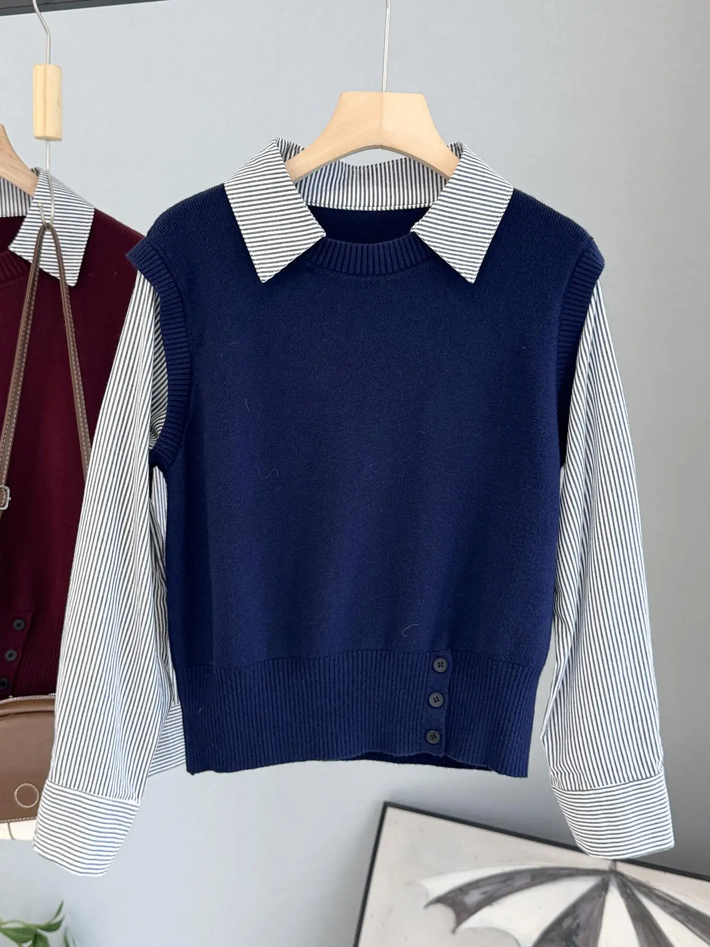 

Women's Loose Fit Striped Sve Knitted Sweater Autumn 2025 New Sle Korean Version Slimming Outerwear Top Casual Commute S...