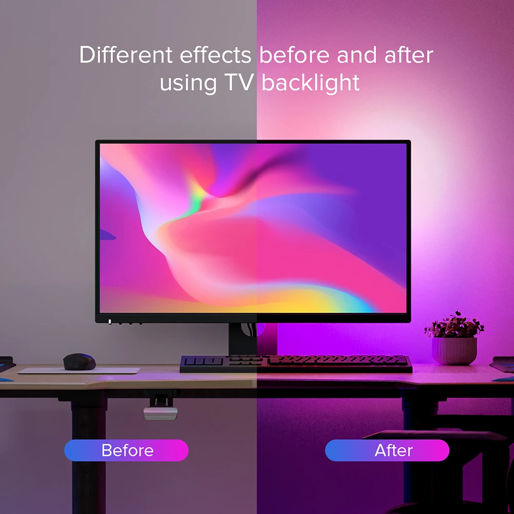 PC Screen Backlight Kit USB Smart Monitor 5V WS2812B LED Light Immersion Dream Ambient Lighting for Windows Music Sync Game Room