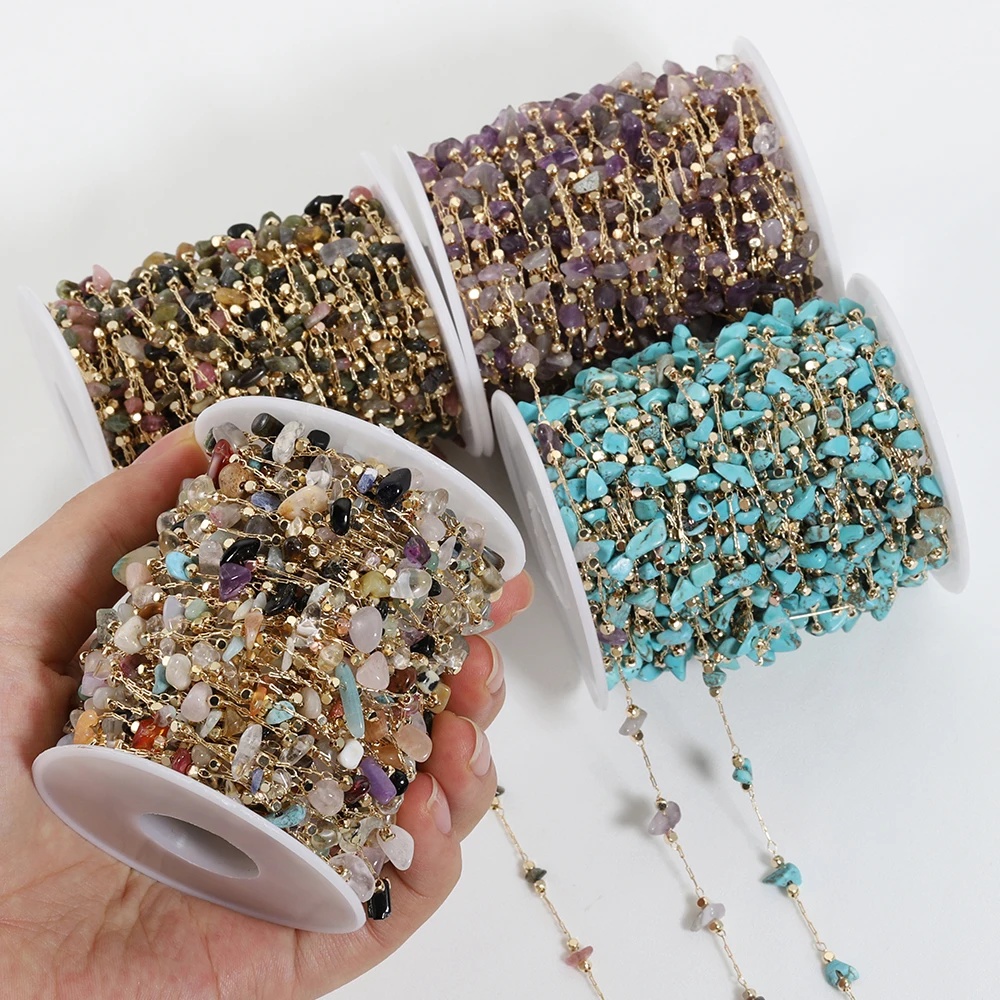 

1 метр нерегулярные каменные цепи красочные кристаллы имитация жемчуга цепочка для изготовления ювелирных изделий DIY ожерелье браслет аксессуары для ножного браслета