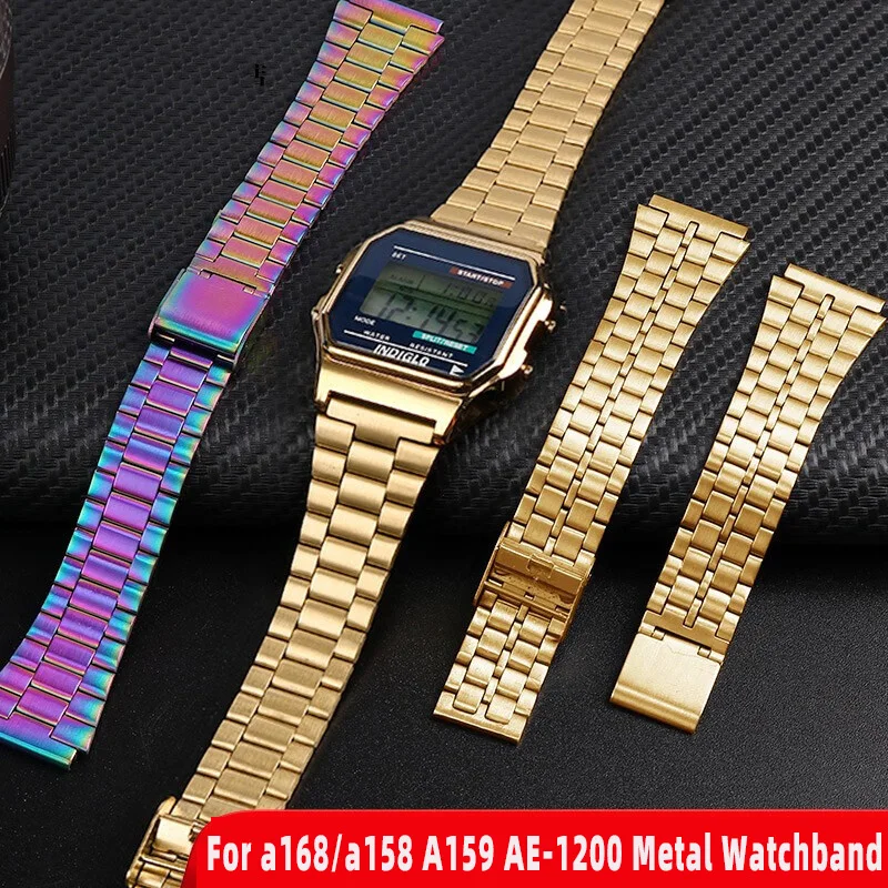 13MM 18MM Stainless steel watchband For Casio a168w/A158W MRW200/AEQ-110/A159/A168/A169/B650/AQ230 Series Metal Bracelet Strap