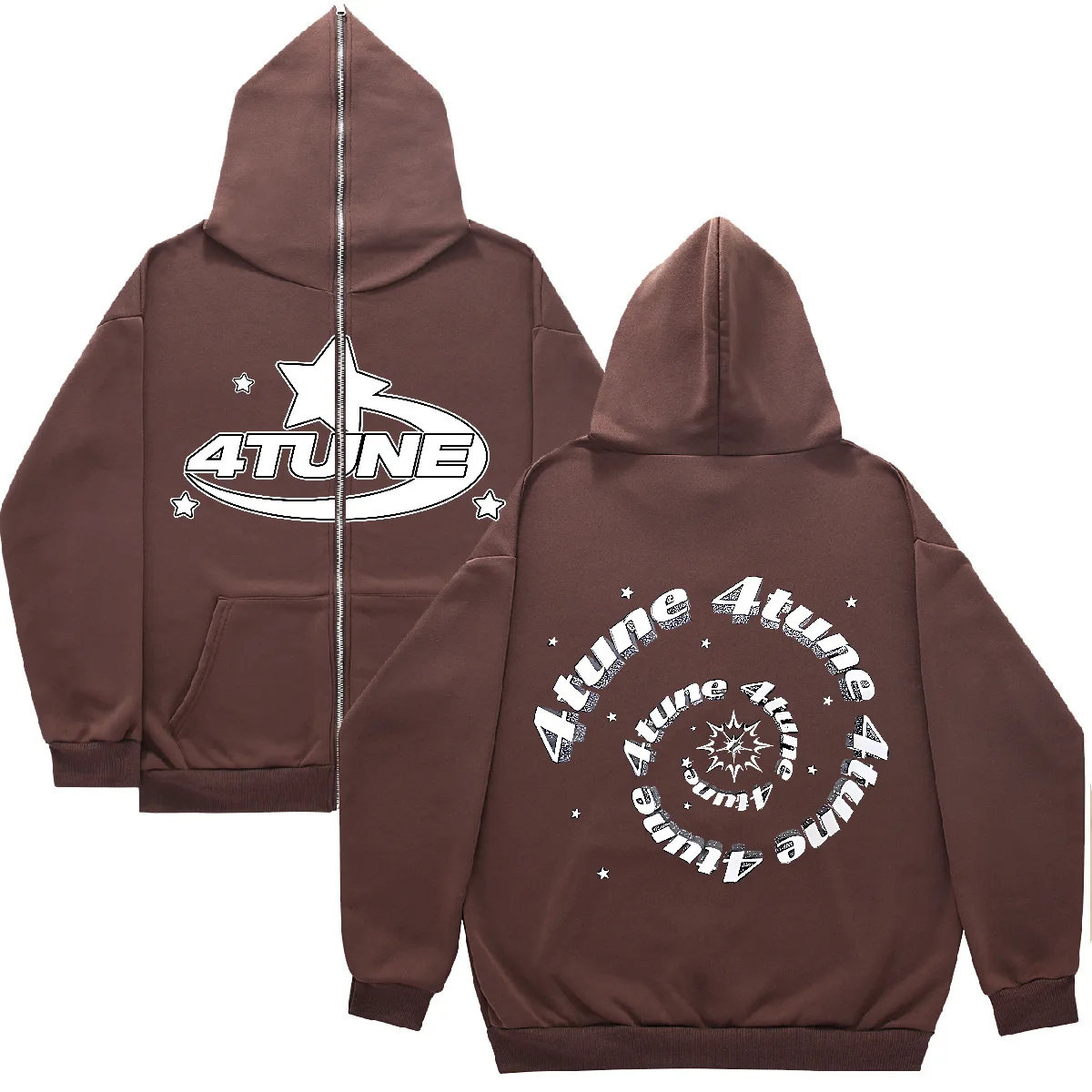 Fmxires 2025 New Y2K Autumn and Winter Men's Gothic New Black and White Letter Printing 3D Digital Printing Full Zip Sweater