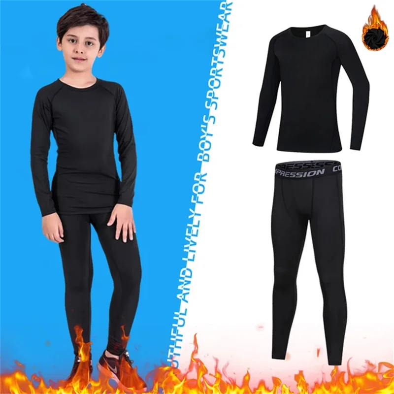 Kids Fitness Tracksuits Youth Warm Pants Tops Underwear Tight Sports Clothes for Boys Compression Running Basketball Sportswear