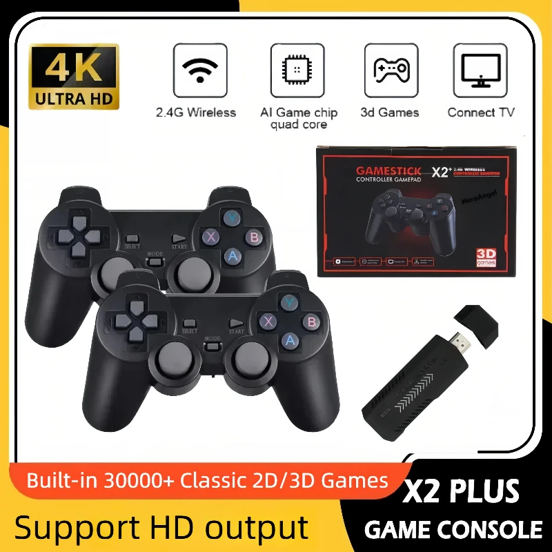 Nueva Consola de Videojuegos Retro X2 Plus 2026, 4K HD, 2.4G, Control Inalámbrico, TV, 50 Emuladores, PS1, N64, DC, 256G Juegos