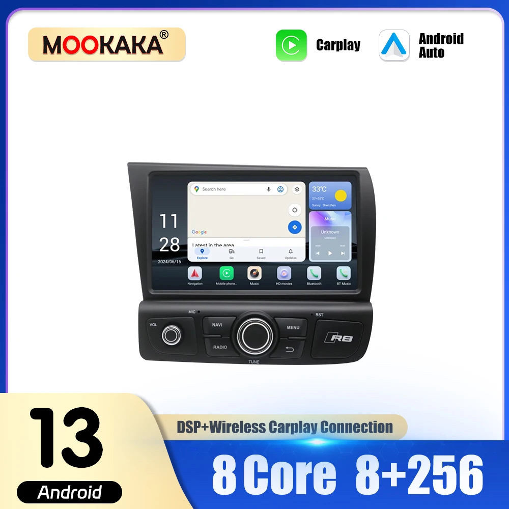 

Android 13.0 для Audi R8 2007-2015 Автомобильный GPS-навигатор Авто Стерео HeadUnit Мультимедийный радиоприемник Плеер Беспроводной Carplay