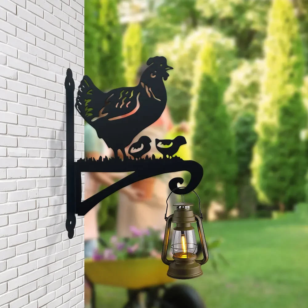 1pc Contemporary  Hen & Chicks Silhouette Hanging Bracket - Versatile Outdoor & Indoor Wall Hooks for Plants, Garden Decor
