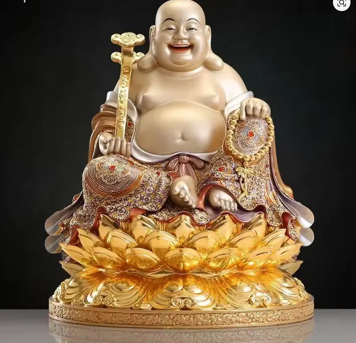 Exquisite Copper Painted Cloisonne Enamel happy Maitreya buddha statue big belly smile Buddha sculpture,50cm,40cm,34cm,25cm