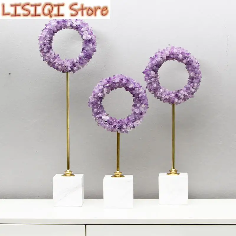 

New Amethyst Wreath Metal Handicraft Hollow Geometric Sculpture Metal Figurine Decorative Figurines Home Decoration Accessories